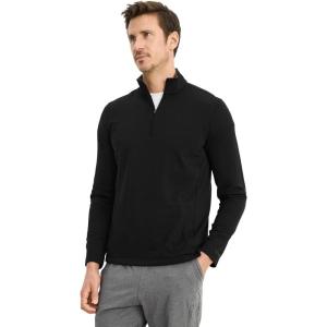 Jockey Men’s Activewear EVERACTIVE 1/4 Zip Pullover(Black Heather)