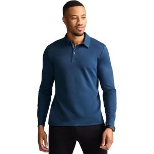 Jockey Men’s Activewear EVERACTIVE Long Sleeve Tech Pique Polo(Nocturne Blue)