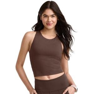 Jockey Women’s Activewear EVERACTIVE Racerback Crop Tank with Built-in Bra(Chocolate)