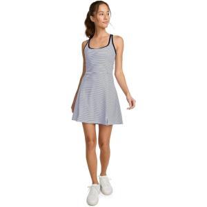 Jockey Women’s Activewear EVERACTIVE Racerback Dress with Built-in Bra(Navy Jess Stripe)