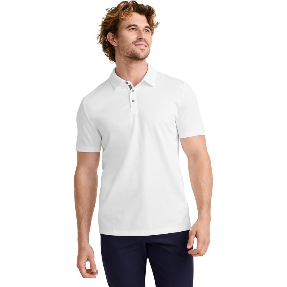 imageJockey Mens Activewear EVERACTIVE Tech Pique PoloDiamond White