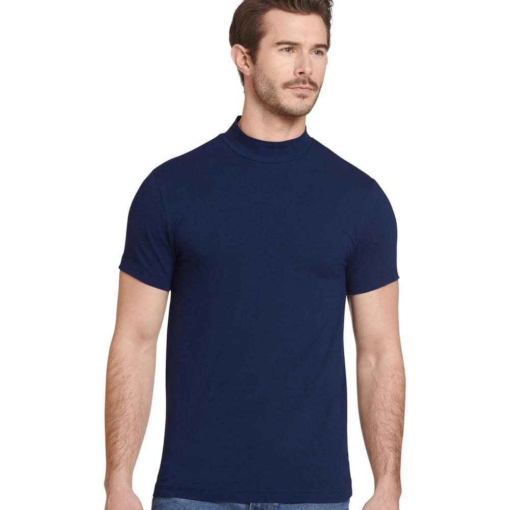 imageJockey Mens Baselayer Cotton Stretch Mock Neck TeeJust Past Midnight