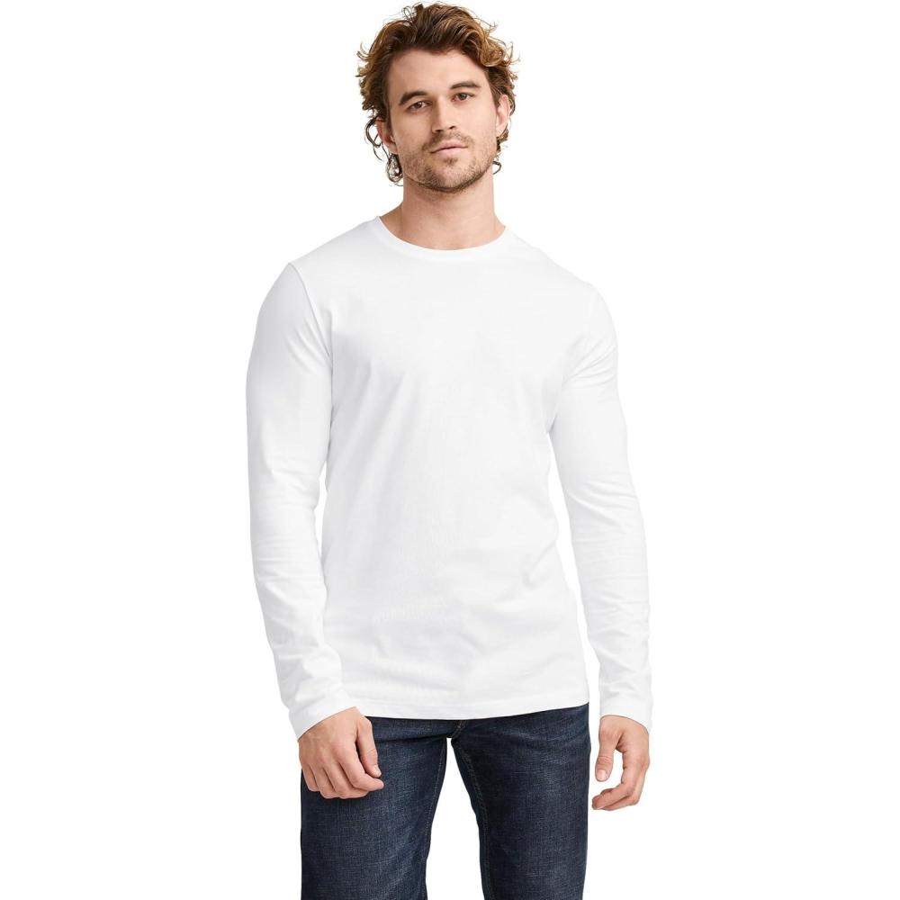 imageJockey Mens Casualwear Made2Fit Long Sleeve Crew Neck TShirtWhite