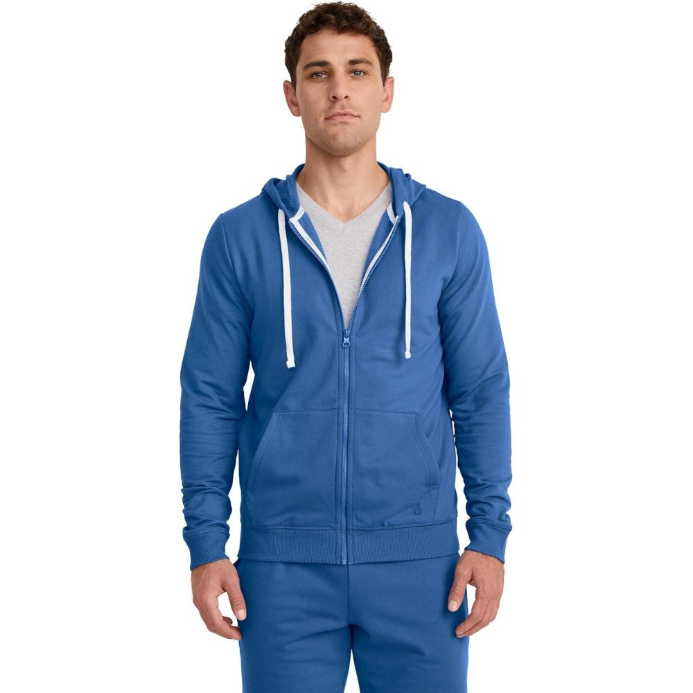 imageJockey Mens Loungewear Cotton Blend Fleece Full Zip HoodieTrue Blue
