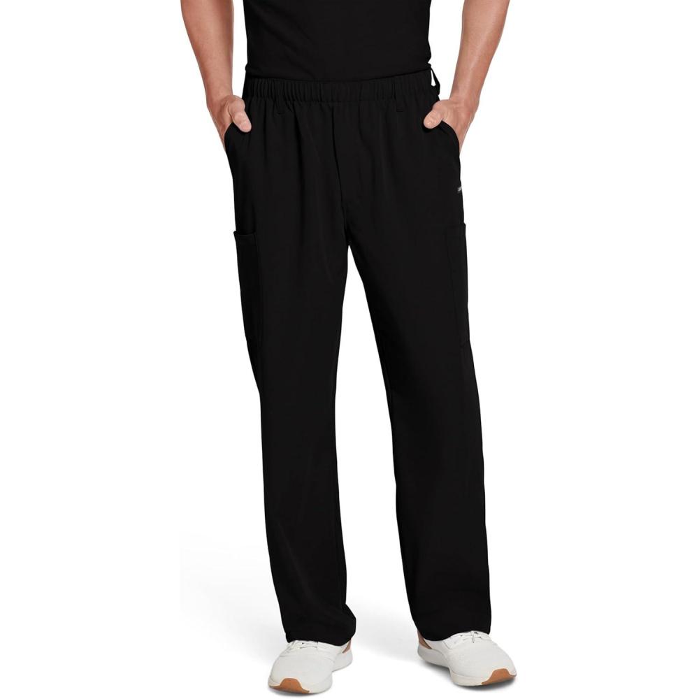 imageJockey Mens Scrubs Mens Seven Pocket Stretch Scrub PantBlack