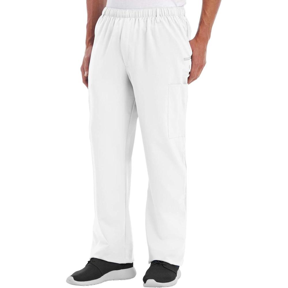 imageJockey Mens Scrubs Mens Seven Pocket Stretch Scrub PantWhite
