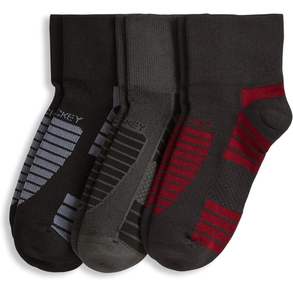 imageJockey Mens Socks Mens Made in America Quarter Socks 3 PackBlack on GreyGrey on GraniteBlack on Cardinal
