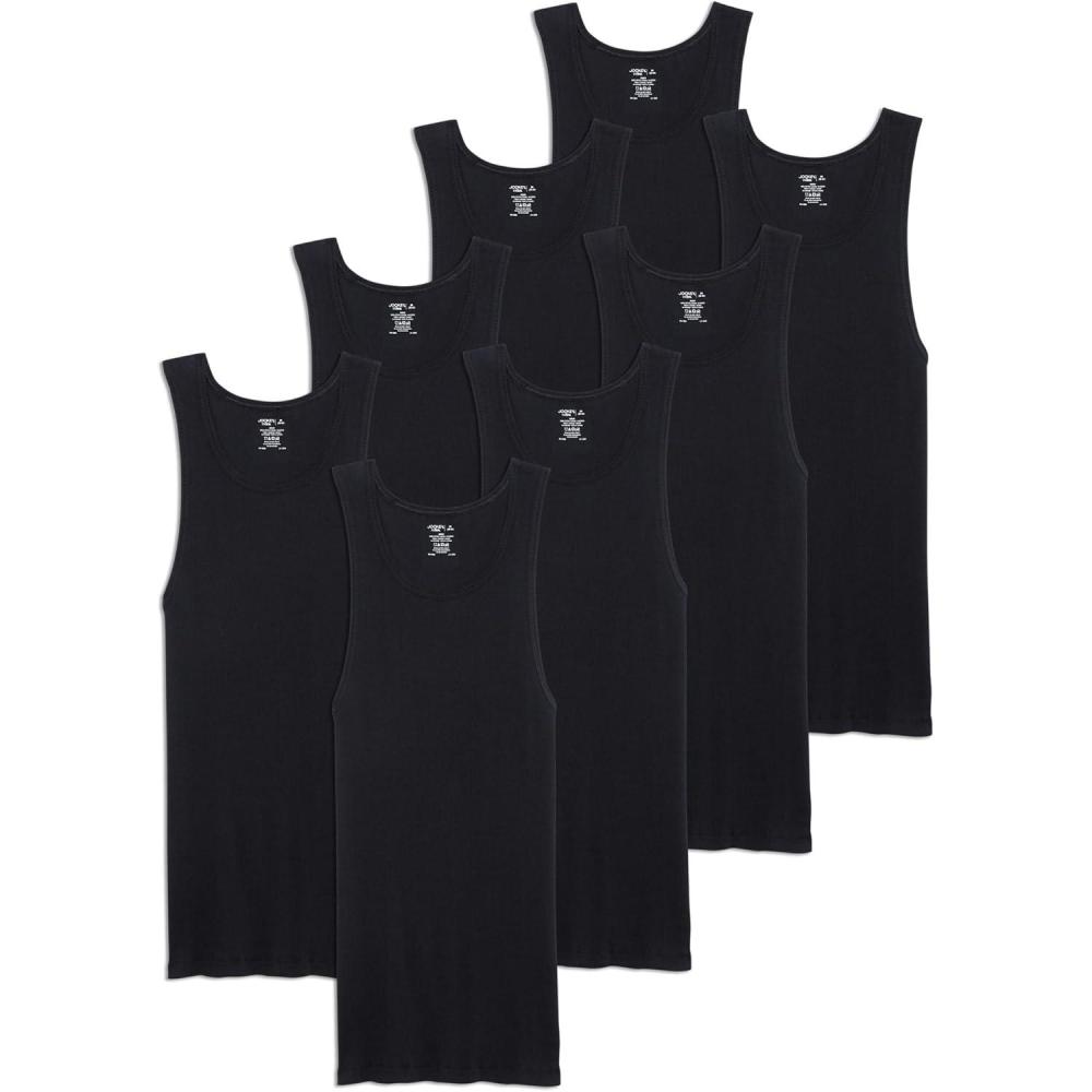 imageJockey Mens Undershirt 100 Cotton AShirt Tank  8 PackBlack