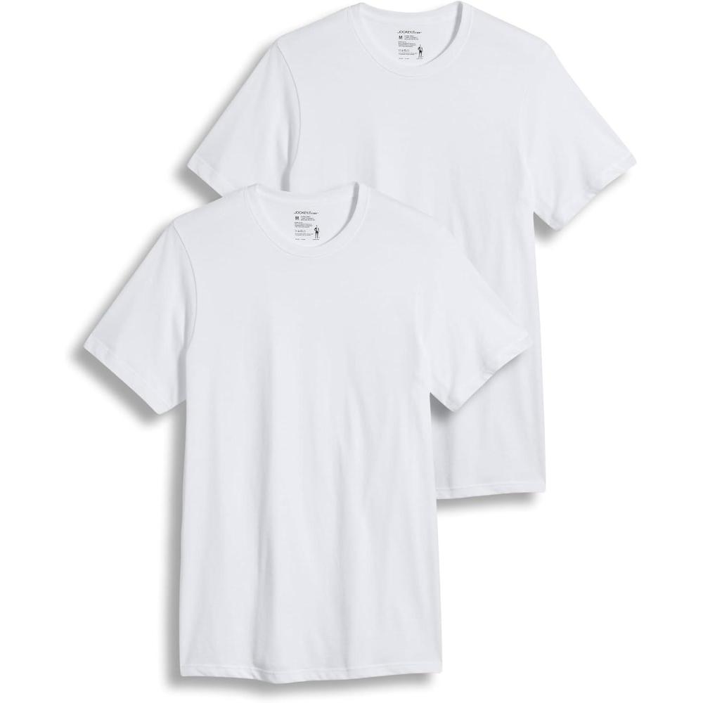 imageJockey Mens Undershirt Big Man Classic Crew Neck Undershirt  2 PackWhite