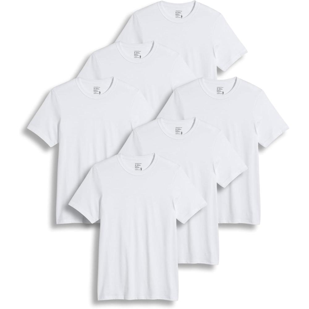 imageJockey Mens Undershirt Big ampamp Tall Classic Crew Neck Undershirt 6 PackWhite