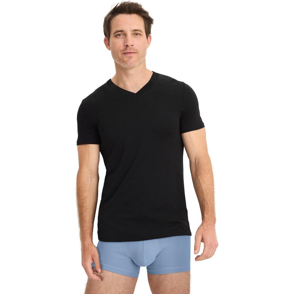 imageJockey Mens Undershirt Cool Cotton Stretch VNeck UndershirtBlack