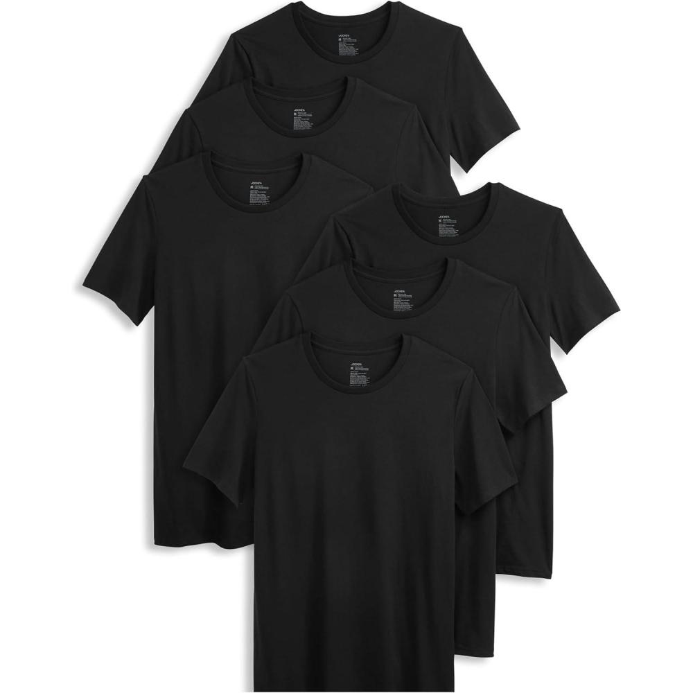imageJockey Mens Undershirt Cotton Stretch Crew Neck Undershirt  6 PackBlack
