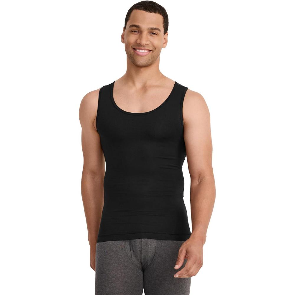 imageJockey Mens Undershirt FormFit Cotton Stretch TankBlack
