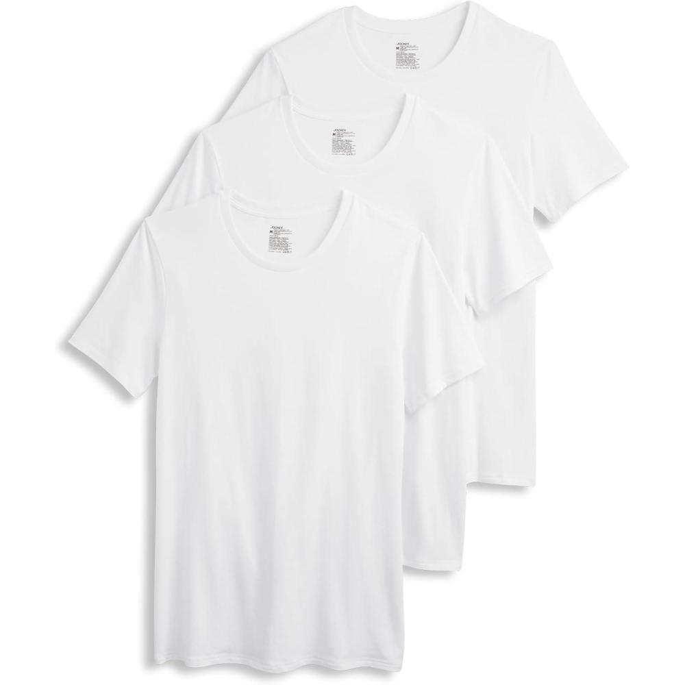 imageJockey Mens Undershirt Smooth Fit Cotton Stretch Crew Neck Undershirt  3 PackDiamond White