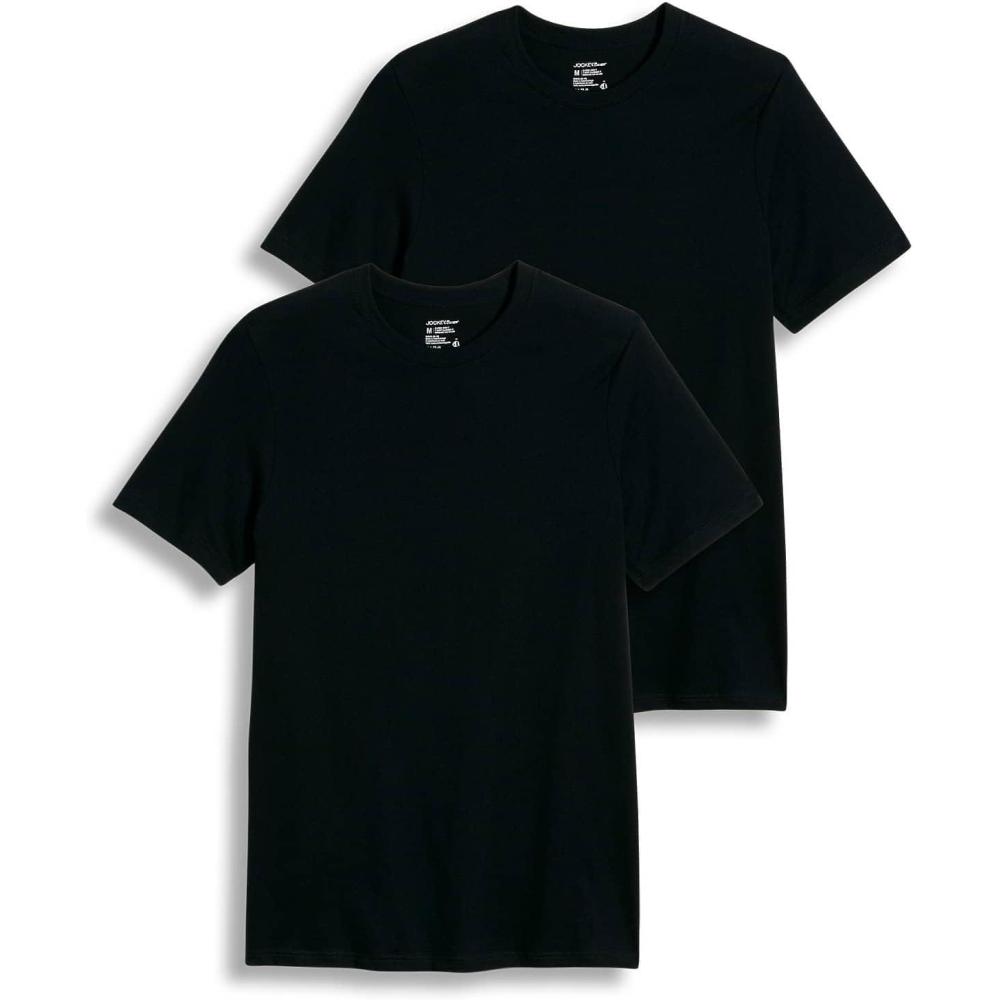imageJockey Mens Undershirt Tall Man Classic Crew Neck Undershirt  2 PackBlack