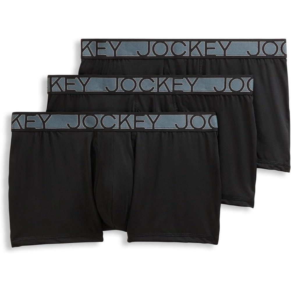 imageJockey Mens Underwear Active Microfiber 25quot Trunk  3 PackBlack