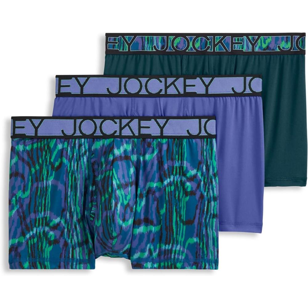 imageJockey Mens Underwear Active Microfiber 25quot Trunk 3 PackFuture DuskDark PsychedelicOcean Sky