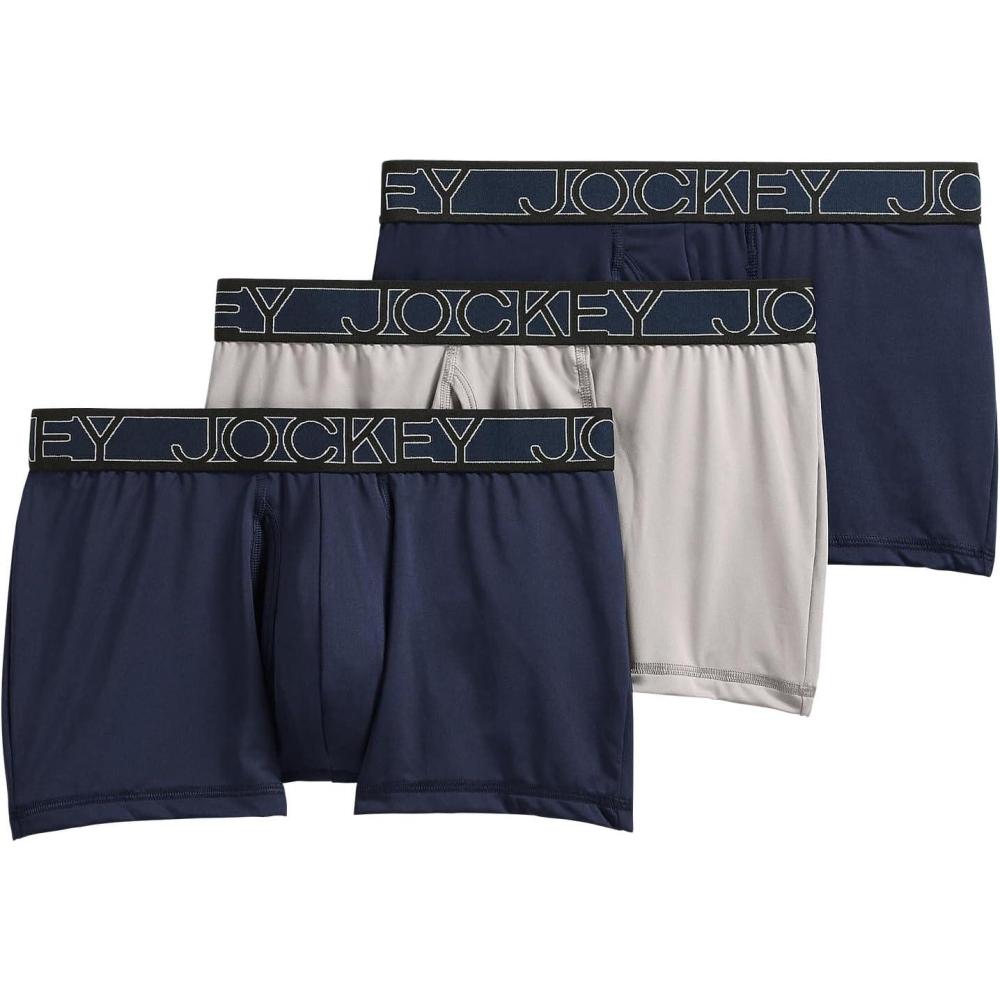 imageJockey Mens Underwear Active Microfiber 25quot Trunk 3 PackNavyQuartzNavy