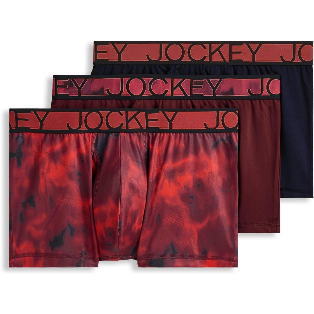 imageJockey Mens Underwear Active Microfiber 25quot Trunk 3 PackTransient Berry