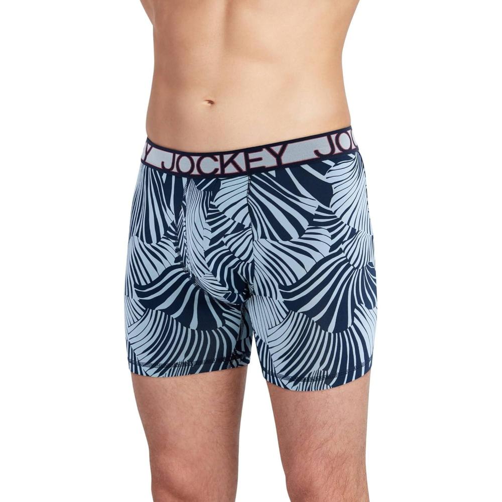 imageJockey Mens Underwear Active Microfiber 5quot Boxer BriefTrailing Stripes