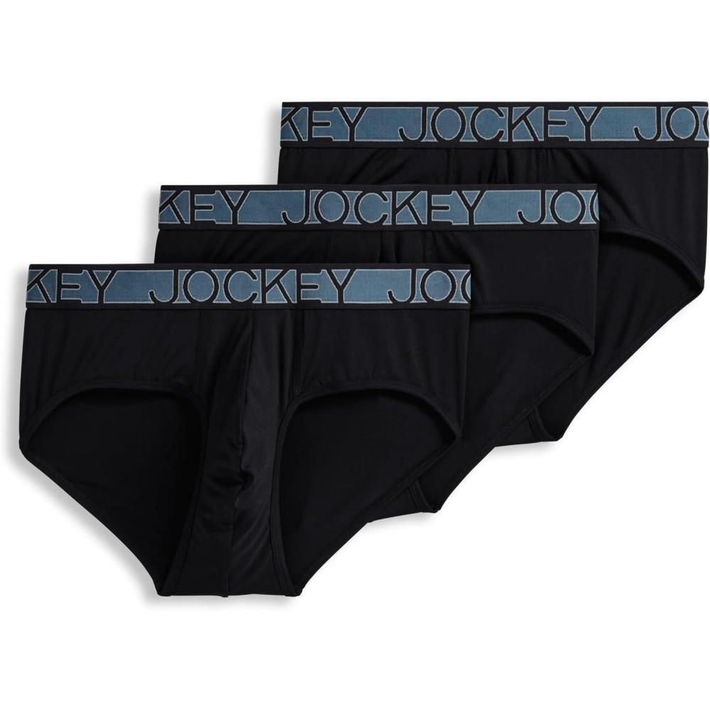 imageJockey Mens Underwear Active Microfiber Brief  3 PackBlack