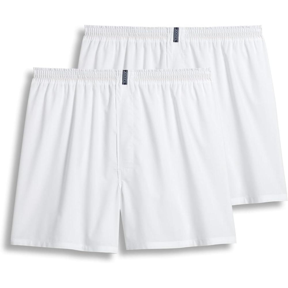imageJockey Mens Underwear Big Man Full Cut 5quot Boxer 2 PackWhite