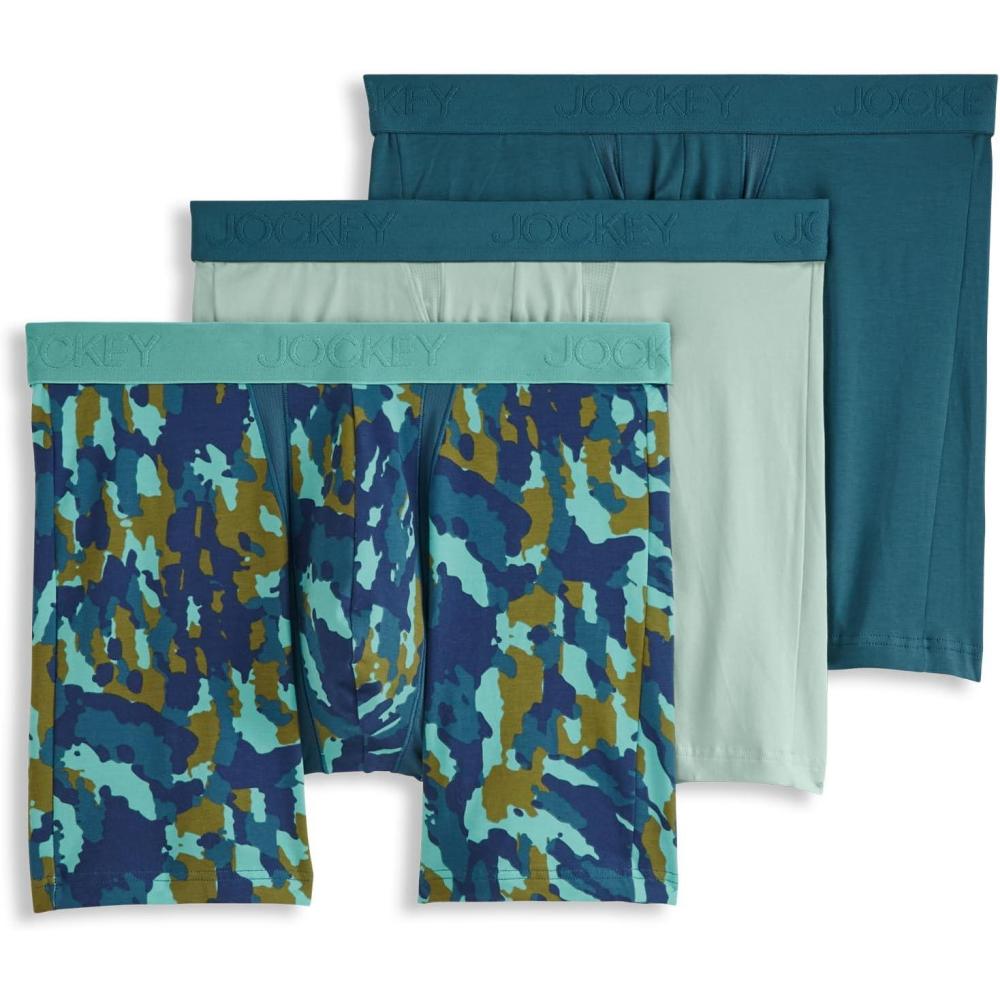 imageJockey Mens Underwear Chafe Proof Pouch Cotton Stretch 6quot Boxer Brief 3 PackChaotic Camo