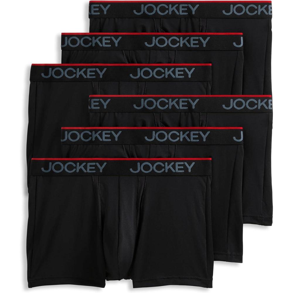 imageJockey Mens Underwear Chafe Proof Pouch Microfiber 3quot Trunk  6 PackBlack