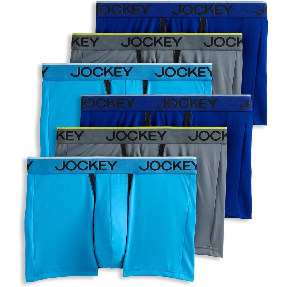 imageJockey Mens Underwear Chafe Proof Pouch Microfiber 3quot Trunk  6 PackOcean Ash