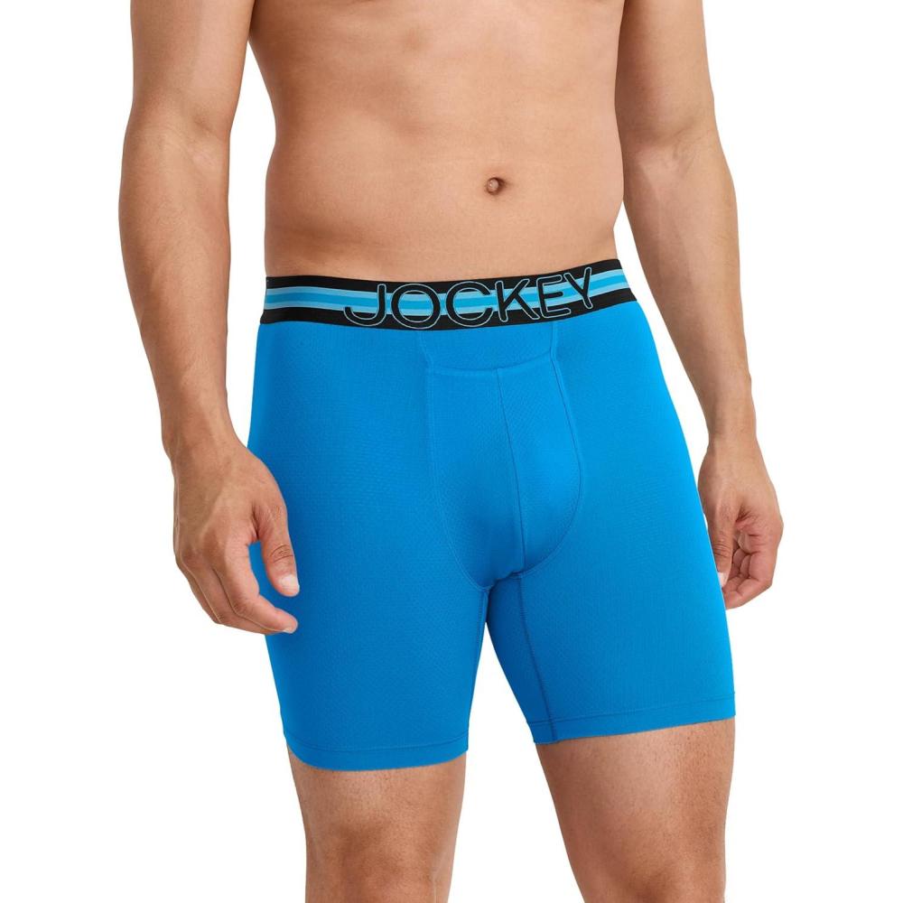 imageJockey Mens Underwear Mens Boxer Briefs With Pouch Sport Stability Microfiber 6quot Boxer BriefTurquoise