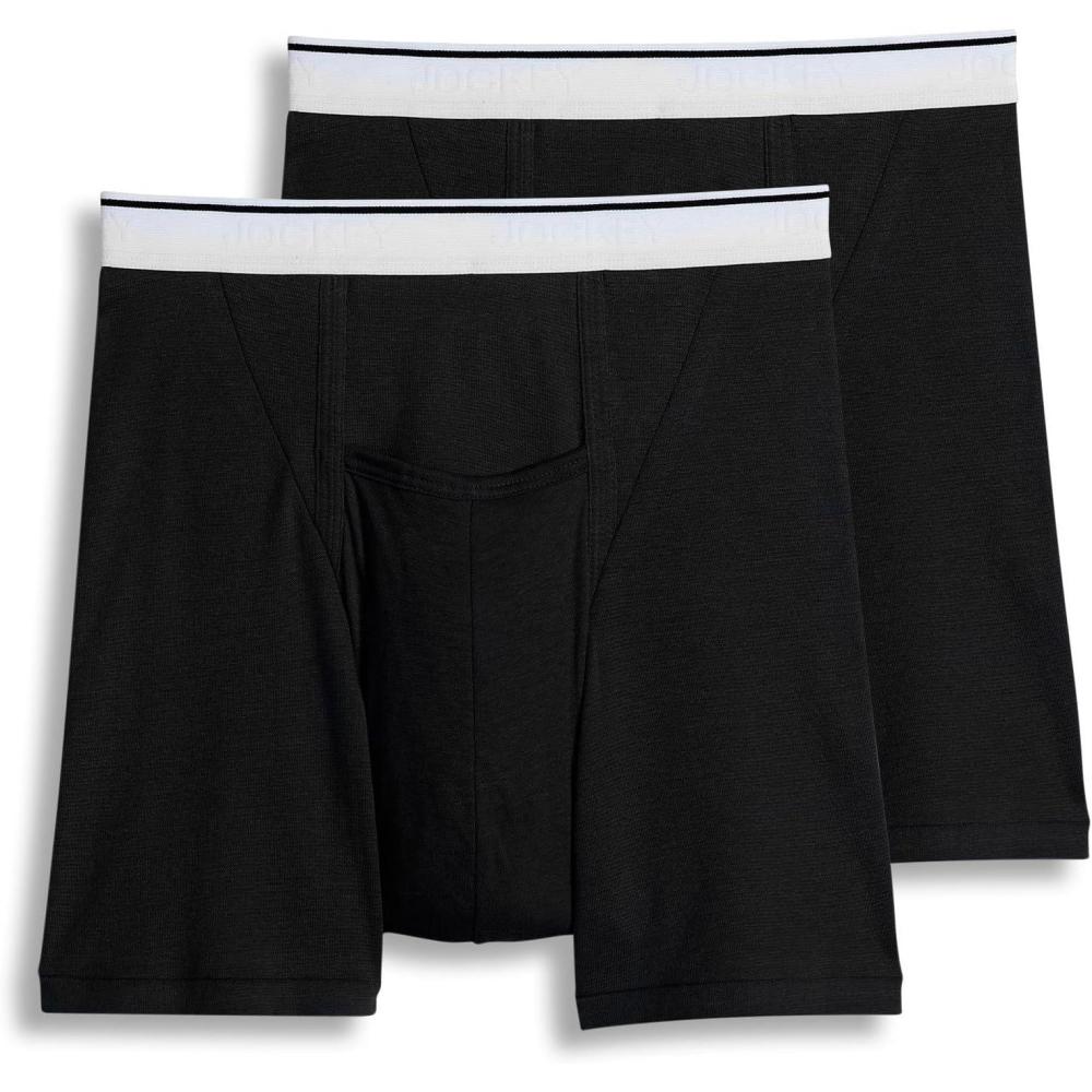 imageJockey Mens Underwear Pouch 5quot Boxer Brief  2 PackBlack