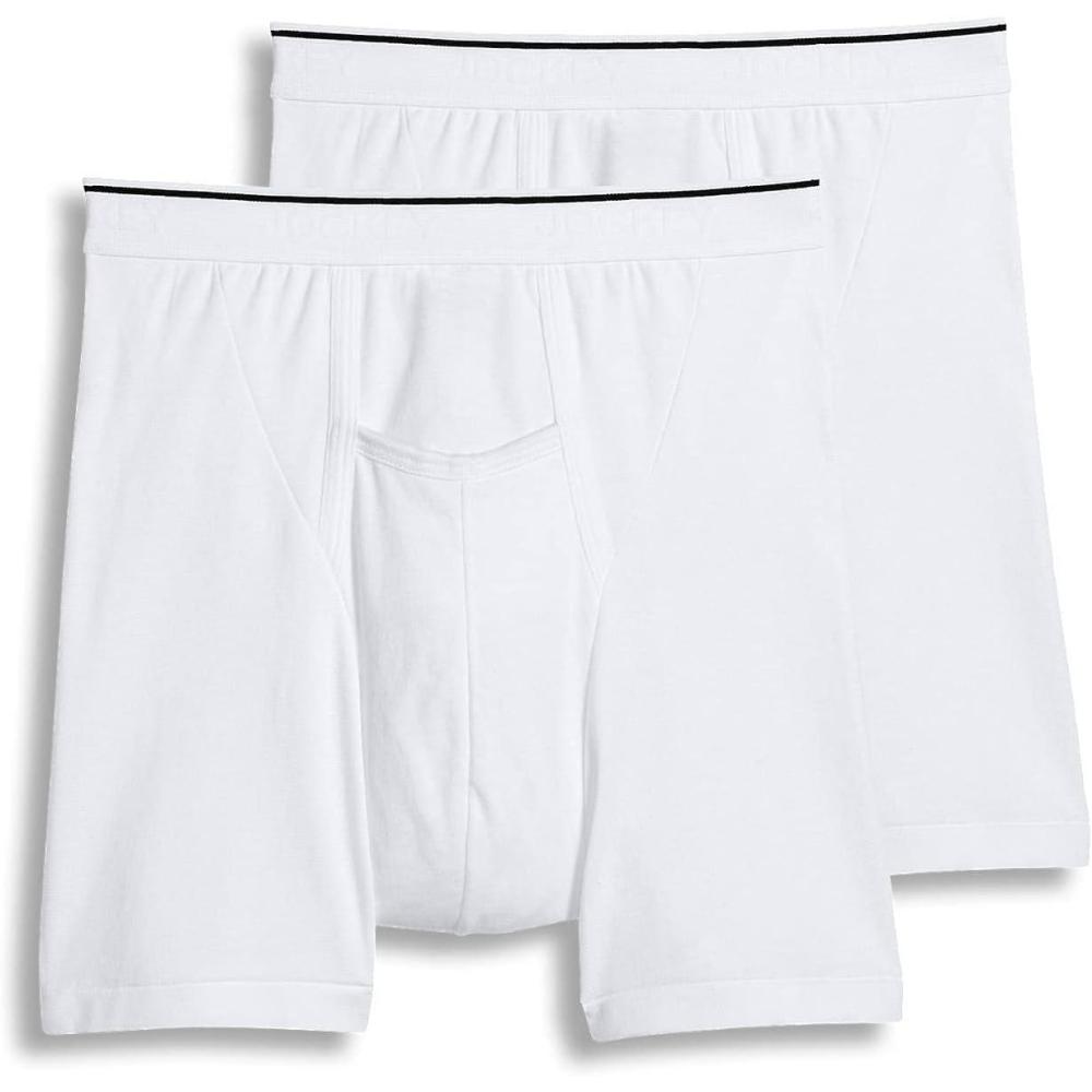 imageJockey Mens Underwear Pouch 5quot Boxer Brief 2 PackWhite