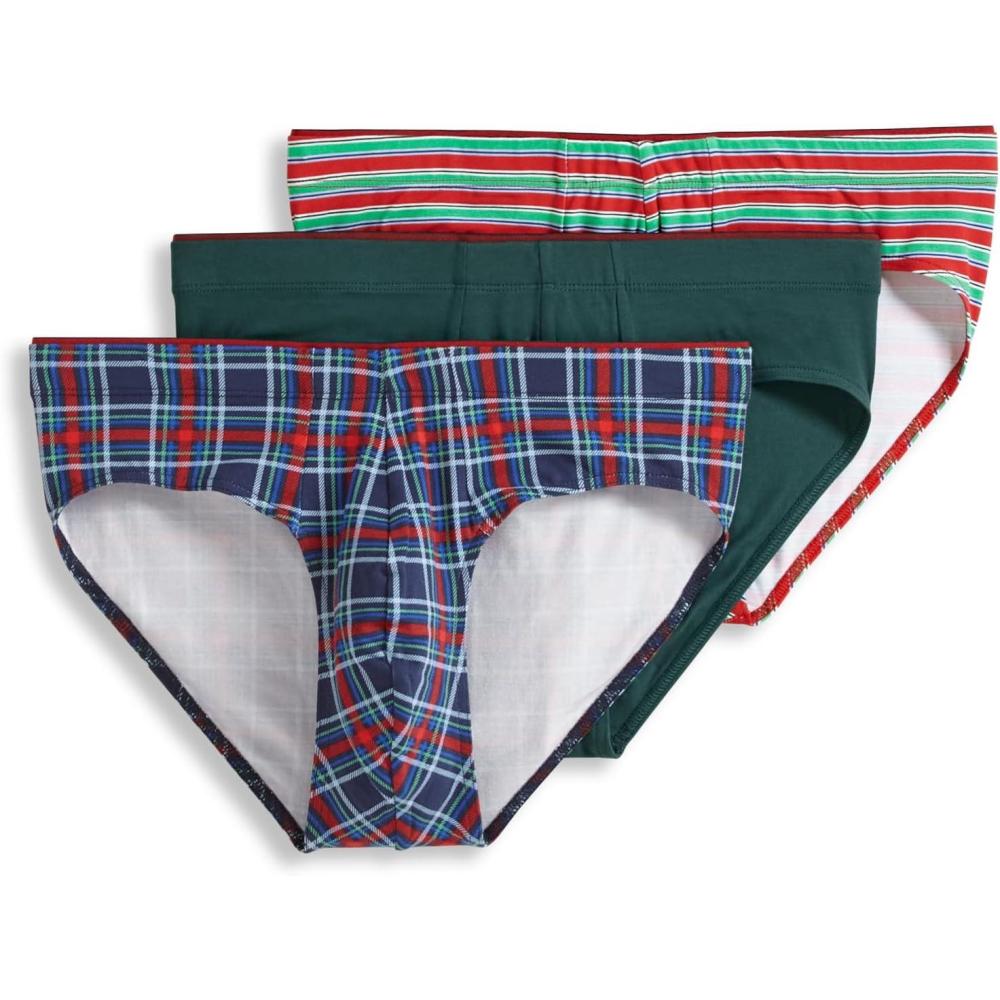 imageJockey Mens Underwear True Style Bikini 3 PackSweet PlaidCactus PineTwinkling Stripe