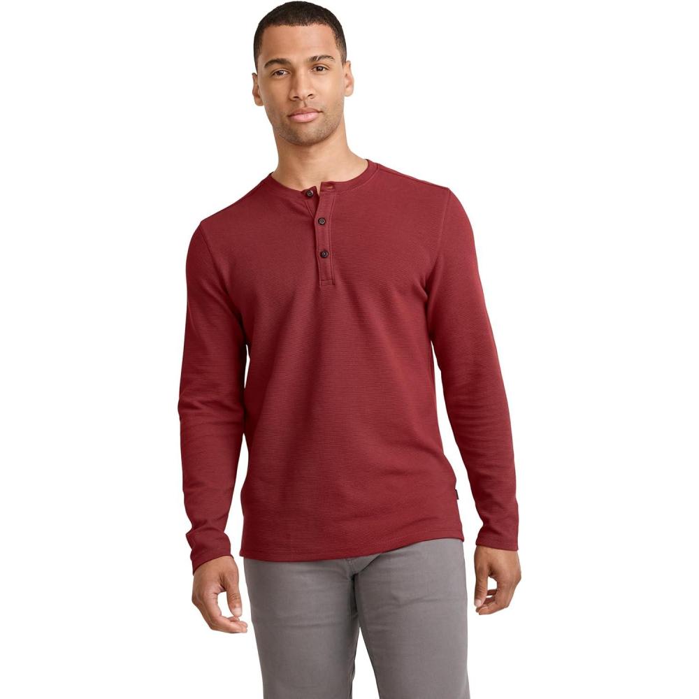 imageJockey Outdoors Mens Casualwear Long Sleeve HenleyFaded Crimson