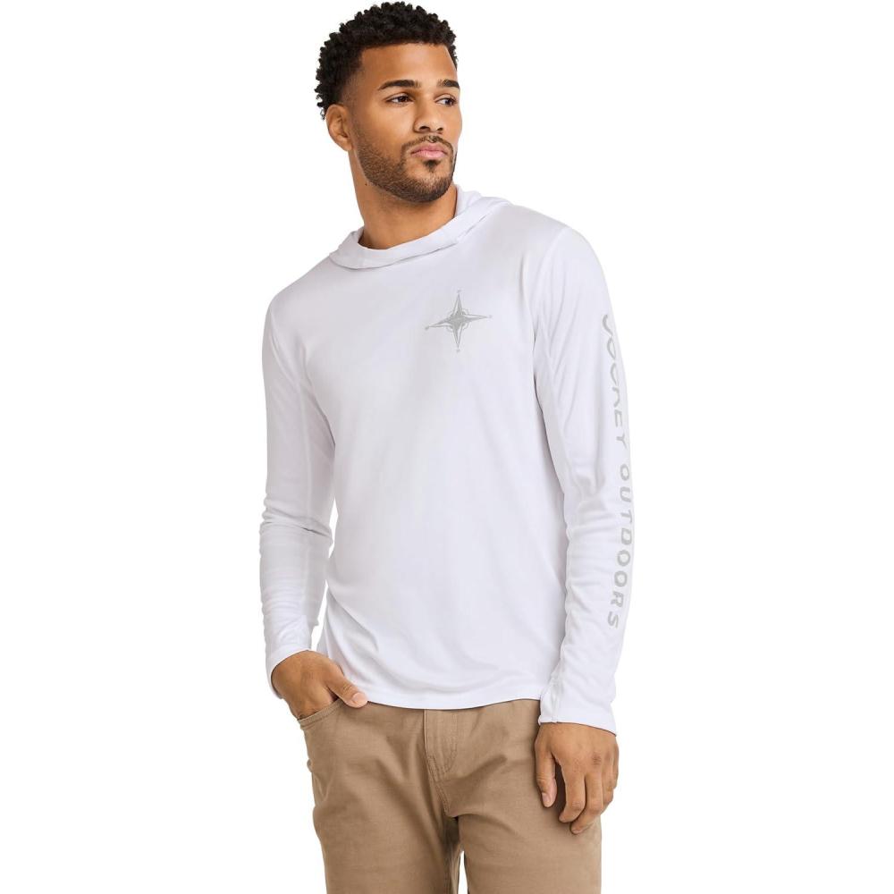 imageJockey Outdoors Mens Casualwear Long Sleeve Hooded Sun ShirtDiamond White