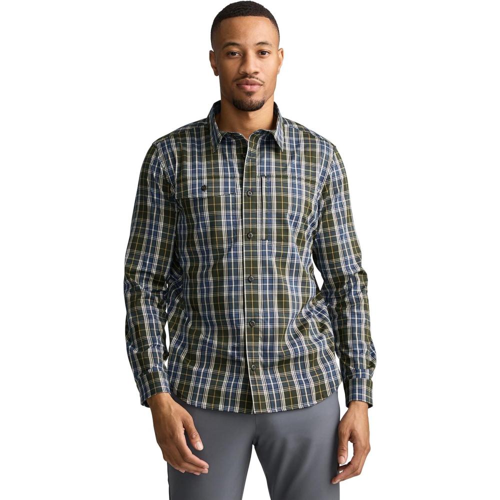 imageJockey Outdoors Mens Casualwear Long Sleeve Tech ShirtNocturne Plaid