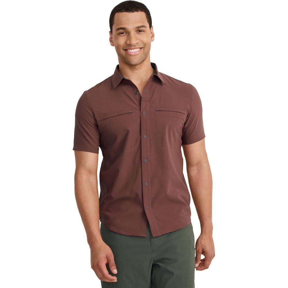 imageJockey Outdoors Mens Casualwear Short Sleeve Snap Woven ShirtTuscan Brown