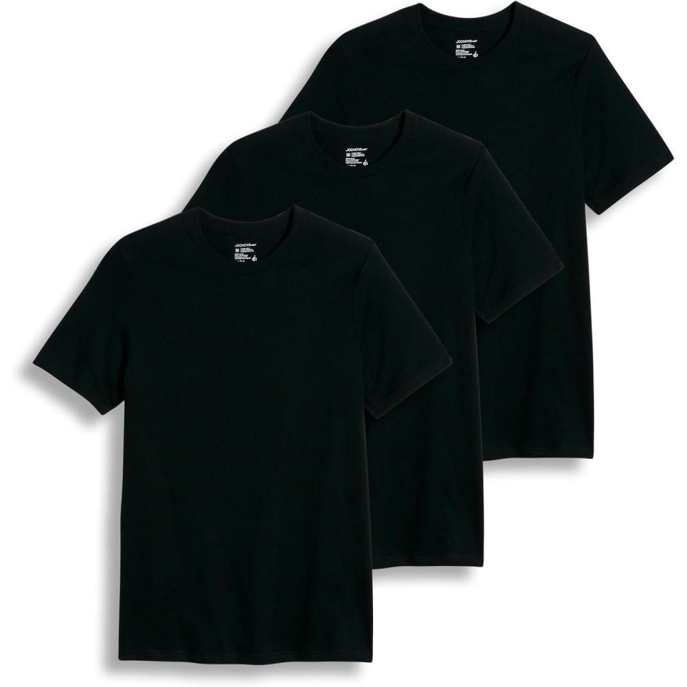 imageJockey TShirts for Men  Crew Neck Undershirts Cotton Mens TShirts  3 PackBlack