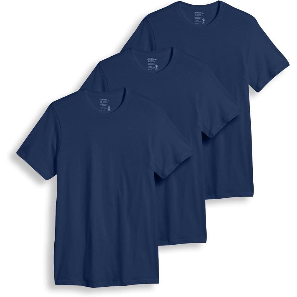 imageJockey TShirts for Men Crew Neck Undershirts Cotton Mens TShirts 3 PackJust Past Midnight
