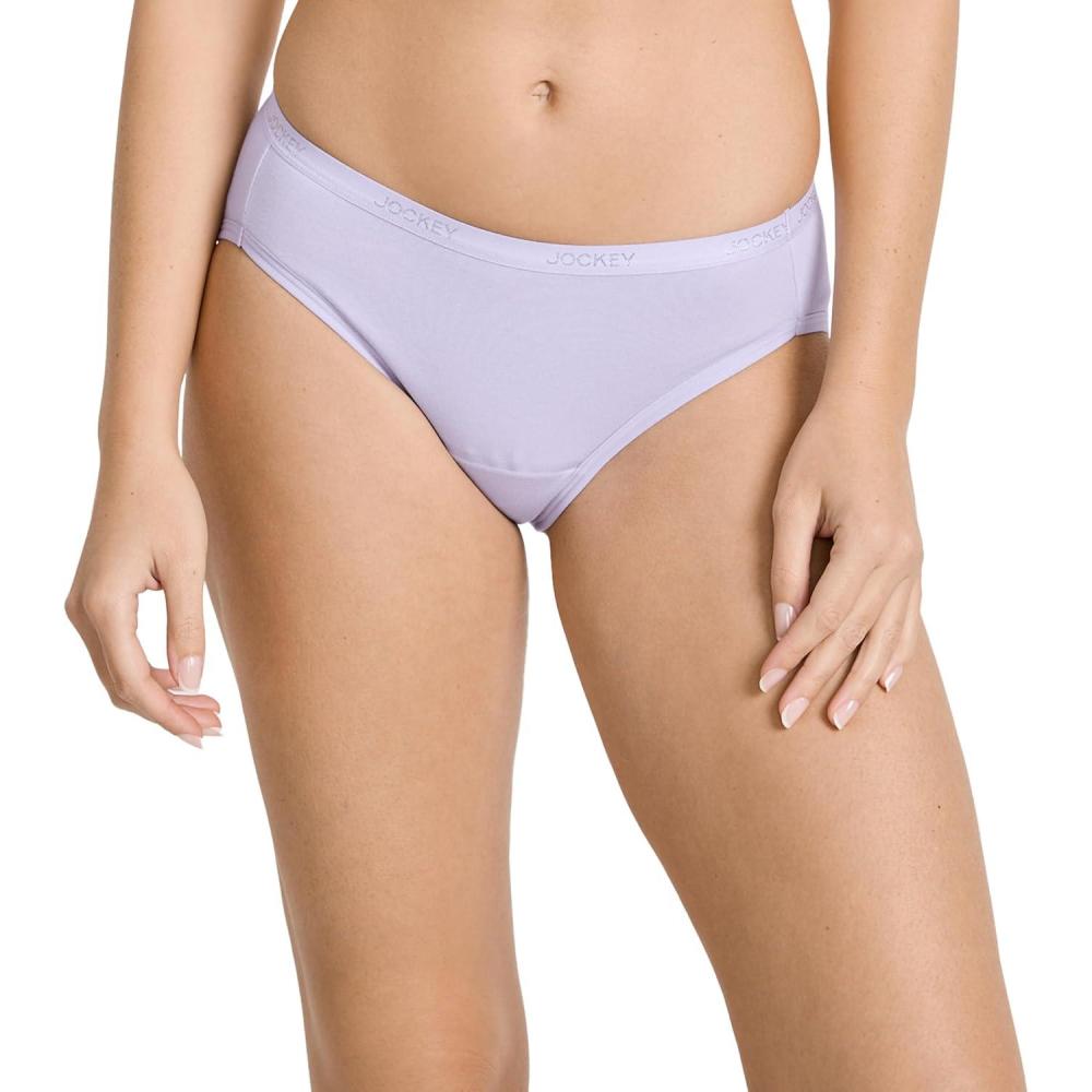 imageJockey Underwear Women Bikini Worry Free Cotton Stretch Moderate Absorbency Period Underwear for WomenViolet Veil