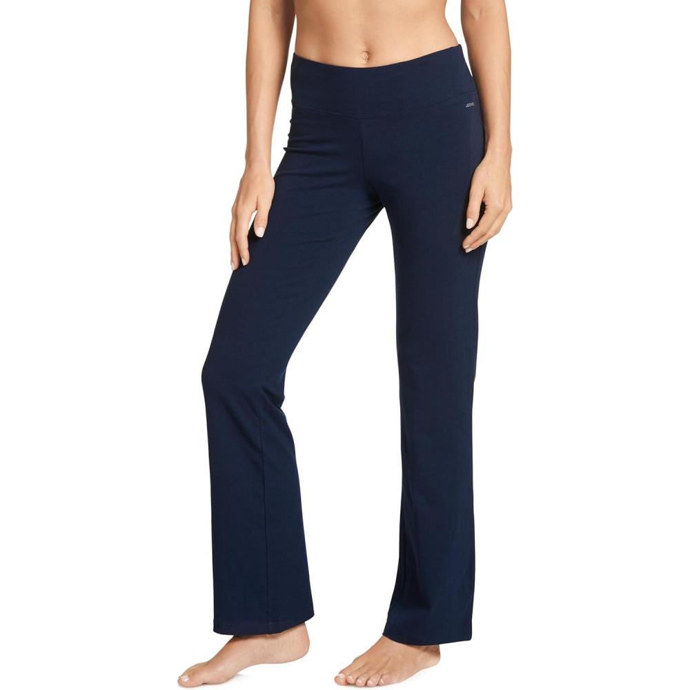 imageJockey Womens Active Cotton Stretch Slim Bootleg Yoga PantsThunder Blue
