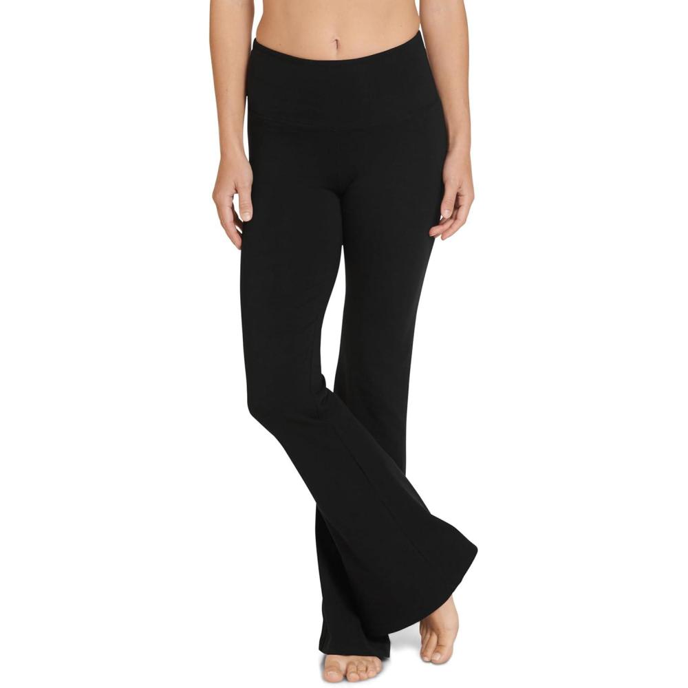 imageJockey Womens Activewear Cotton Stretch Slim Yoga Flare PantBlack