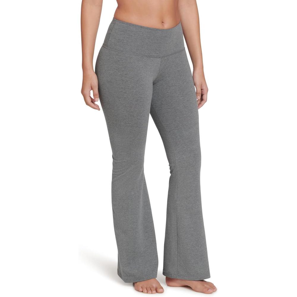 imageJockey Womens Activewear Cotton Stretch Slim Yoga Flare PantCharcoal Heather