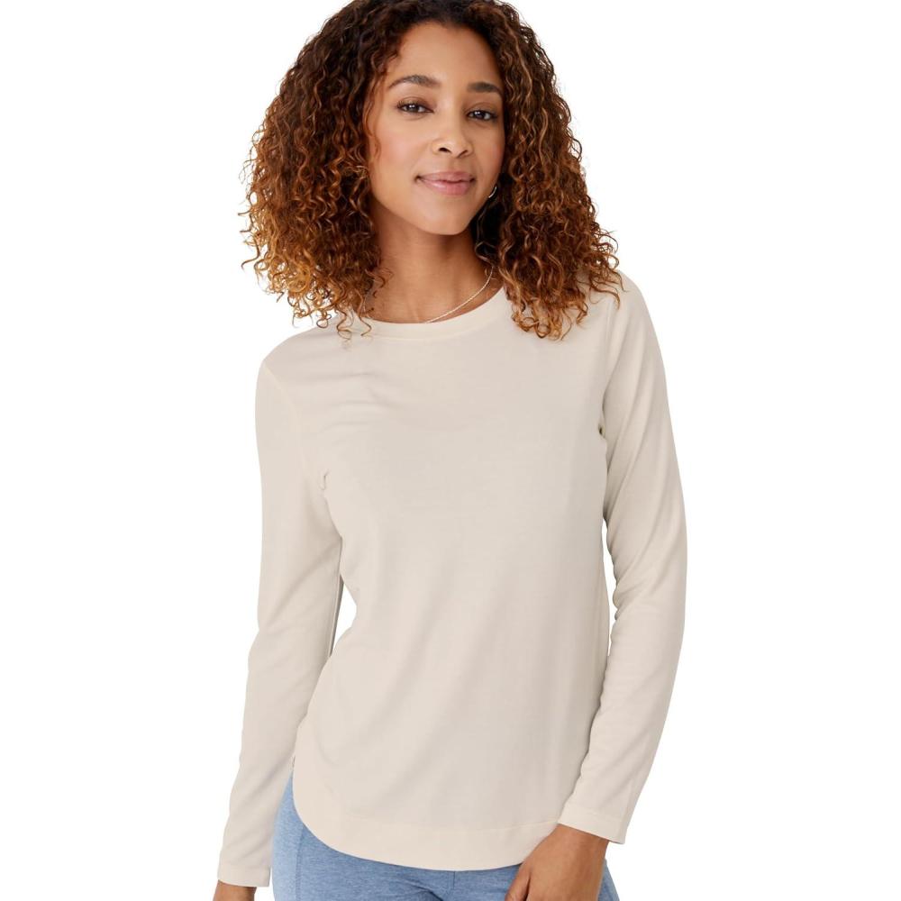 imageJockey Womens Activewear EVERACTIVE Long Sleeve Crew Neck TeeSandy Heather