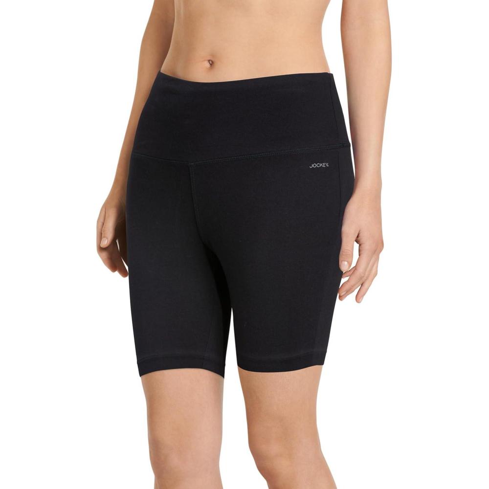 imageJockey Womens Activewear High Rise Cotton Stretch 10quot Bike ShortBlack