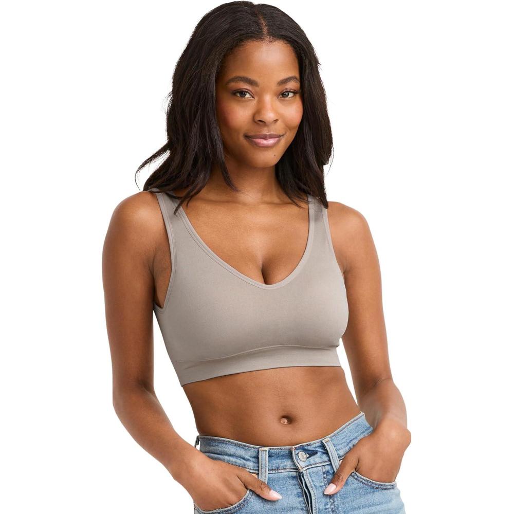imageJockey Womens Bra Seamfree Back Smoothing BraletteGrey Seed