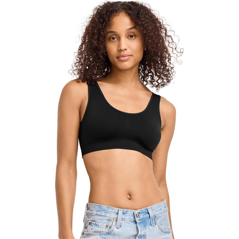 imageJockey Womens Bra Seamfree Stretch Tank Strap BraletteBlack