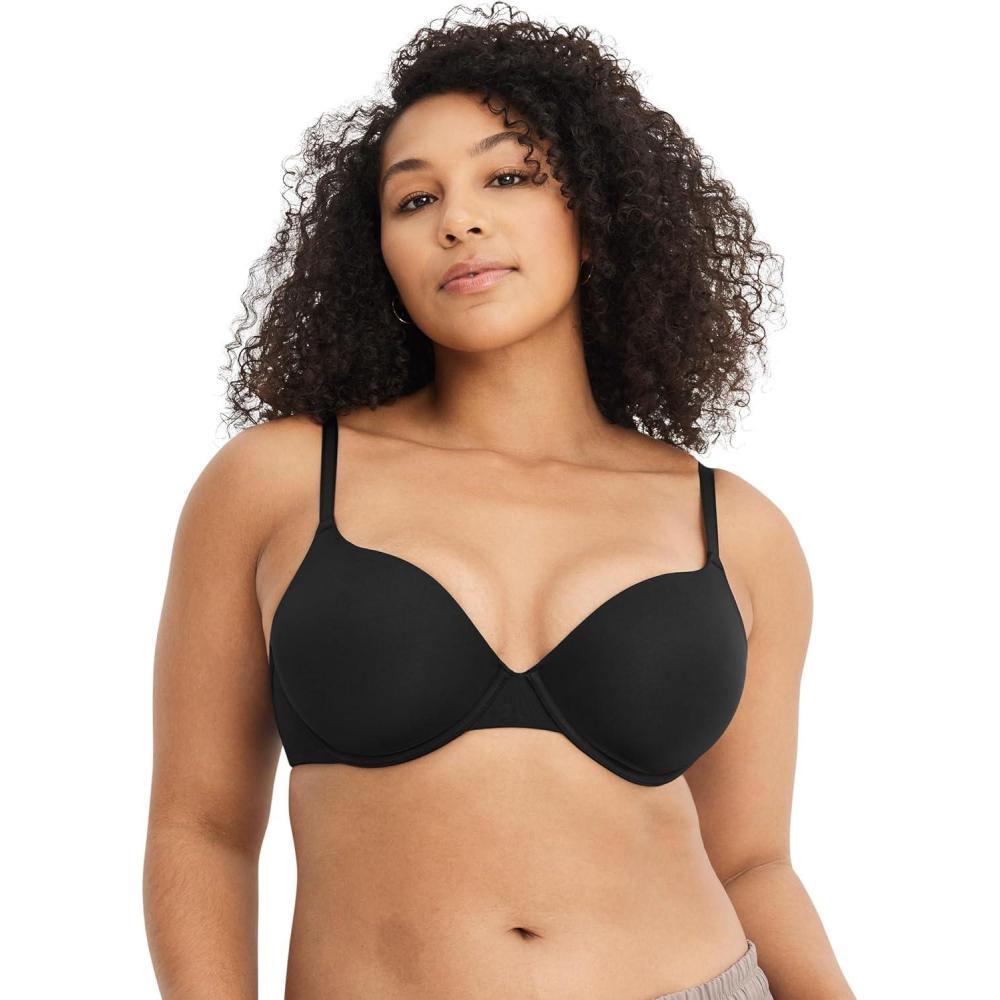 imageJockey Womens Bra Smooth ampamp Sleek Microfiber Demi Coverage Underwire TShirt BraBlack Night