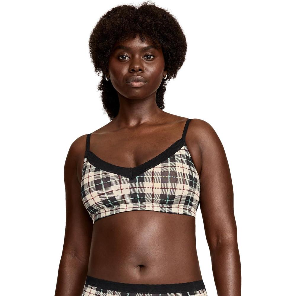 imageJockey Womens Bra Soft Stretch Lace Microfiber BraletteCozy Bay Plaid