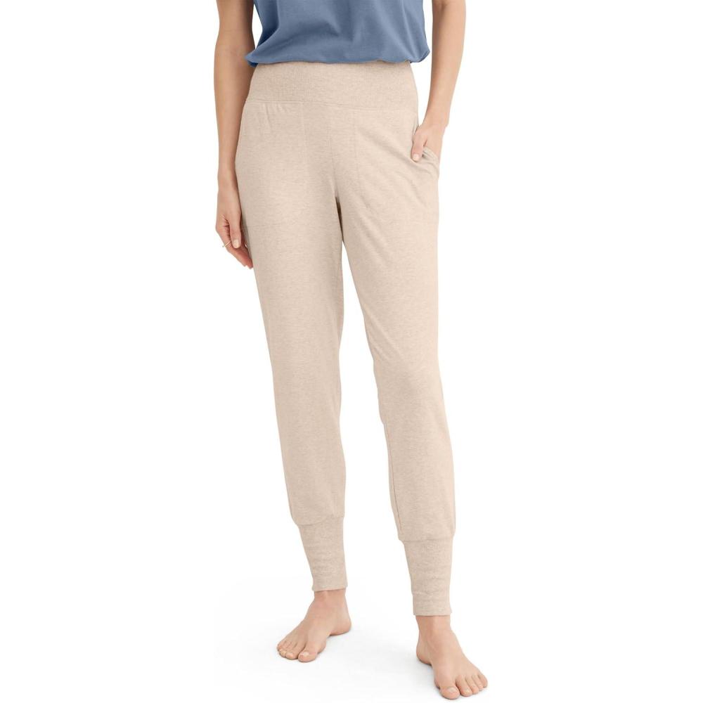 imageJockey Womens Loungewear Cotton Modal Foldover JoggerOatmeal Heather